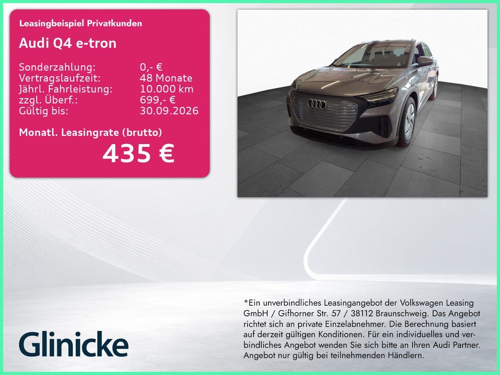 Audi Q4 45 e-tron Matrix AHK HuD Carplay Standklima Leasing