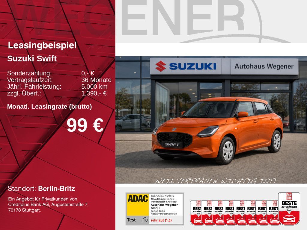 Suzuki Swift Club Hybrid - schon ab 99,- € mtl.* Leasing