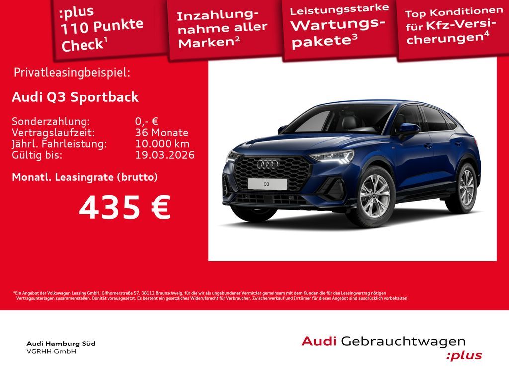Audi Q3 Sportback 35 TFSI S line S tronic LEDER/NAVI Leasing