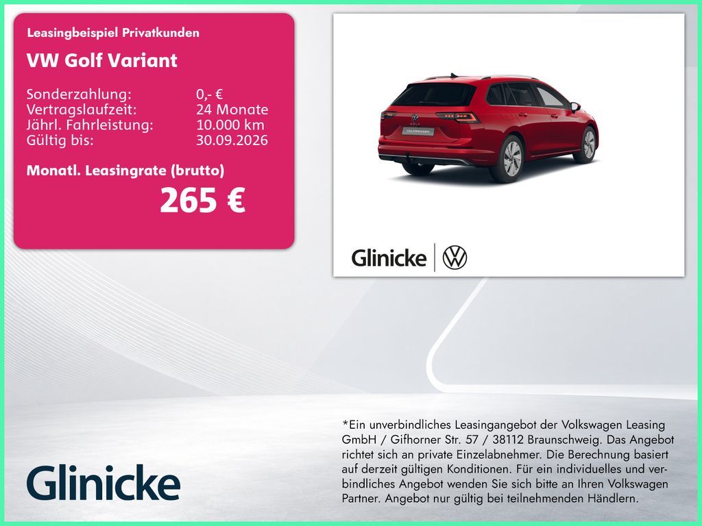 Volkswagen Golf VIII Variant 2.0 TDI Style AHK H&K Matrix D Leasing