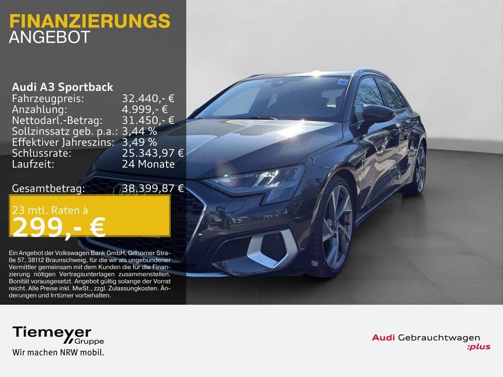 Audi A3 Sportback 35 TFSI ADVANCED LEDER LM19 HuD BuO Leasing