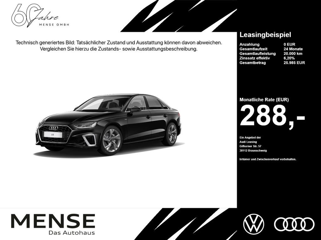 Audi A4 Limousine 40 TFSI S tronic S line Navi Kamera Leasing