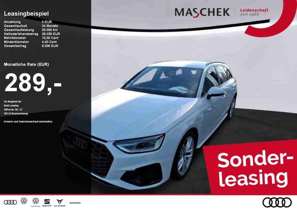 Audi A4 Avant S line 40TDI quatt S tronic Black Navip Leasing