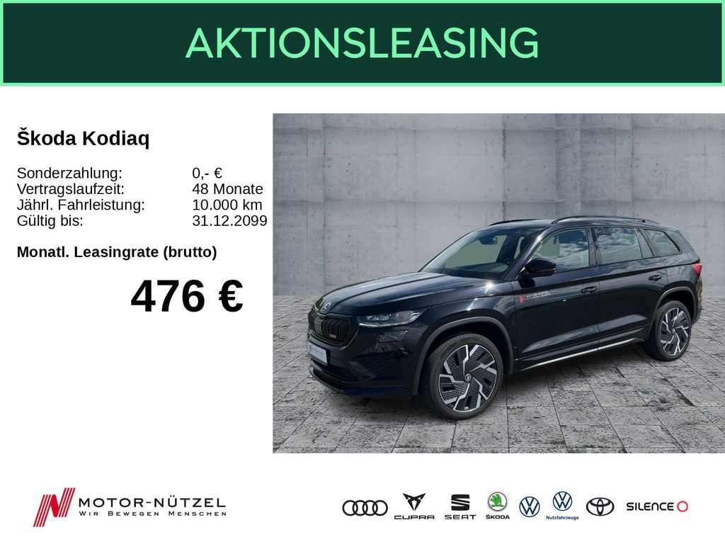 Skoda Kodiaq RS 2.0TSI LED+NAV+ACC+RFK+AHK+STDHZG+PANO Leasing