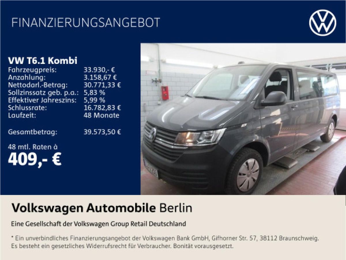 Volkswagen T6.1 Kombi 2.0 TDI L2H1 Navi Klima PDC Leasing