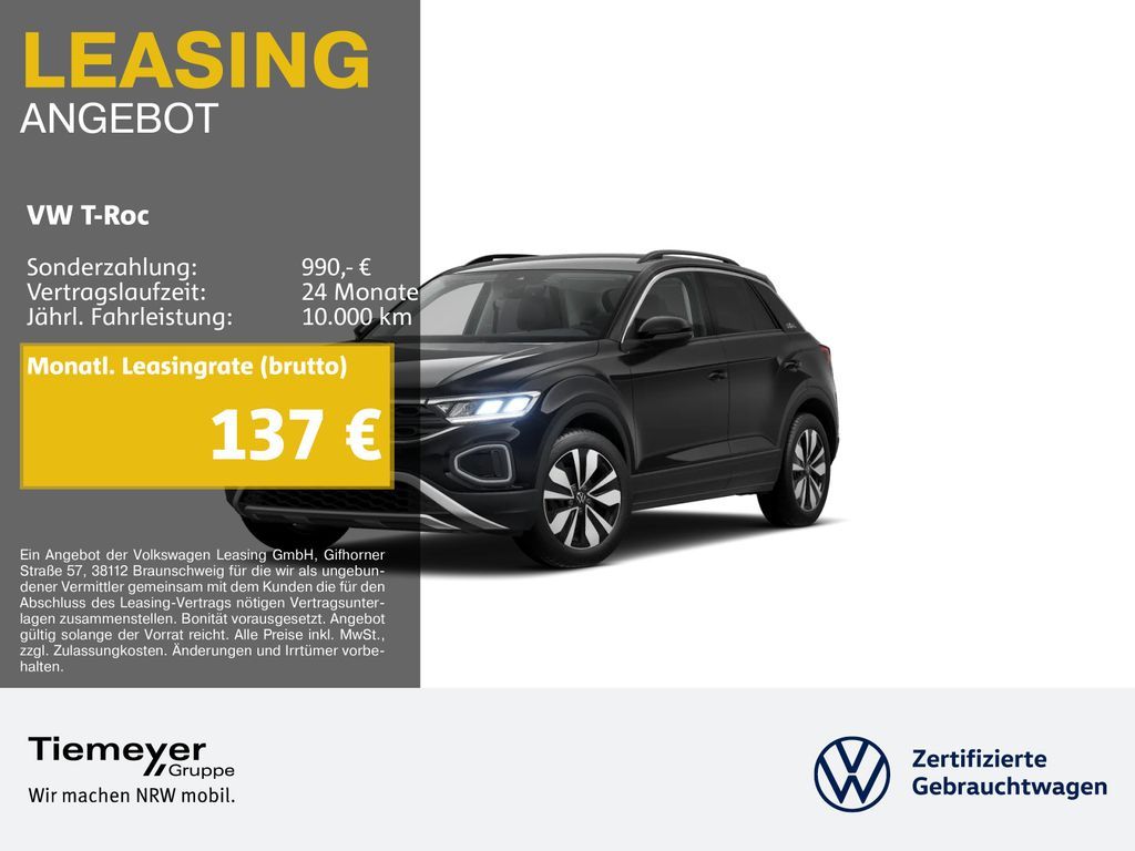 Volkswagen T-Roc 1.0 TSI GOAL LED NAVI SITZHZ LM17 Leasing