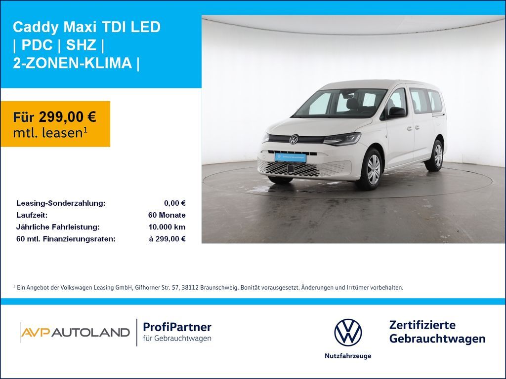 Volkswagen Caddy Maxi TDI LED | PDC | SHZ | 2-ZONEN-KLIMA | Leasing
