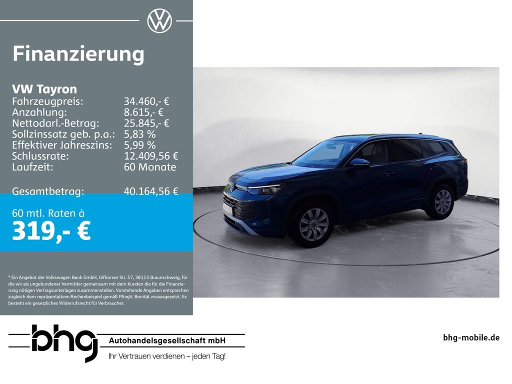 Volkswagen Tayron Life 1,5 eTSI OPF DSG *AHK*LED*IQ-DRIVE* Leasing