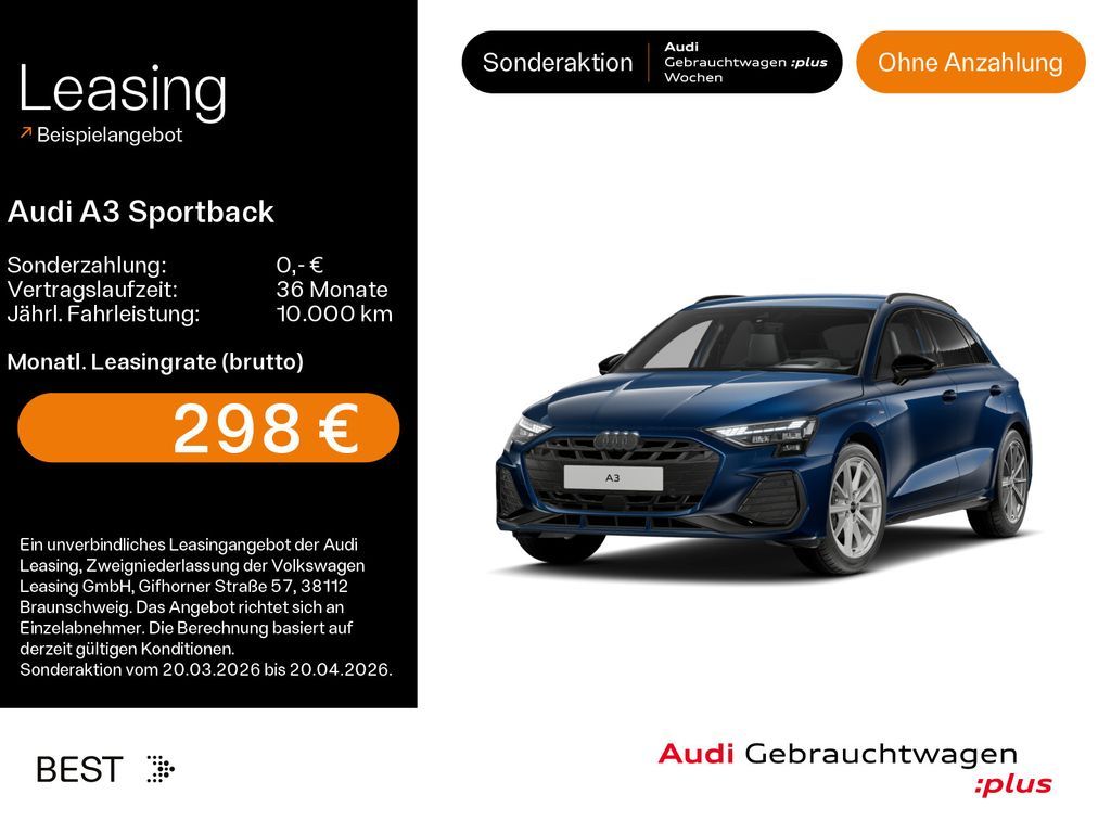Audi A3 Sportback 40 TFSIe S-LINE*NAVI-PLUS*MATRIX*KA Leasing