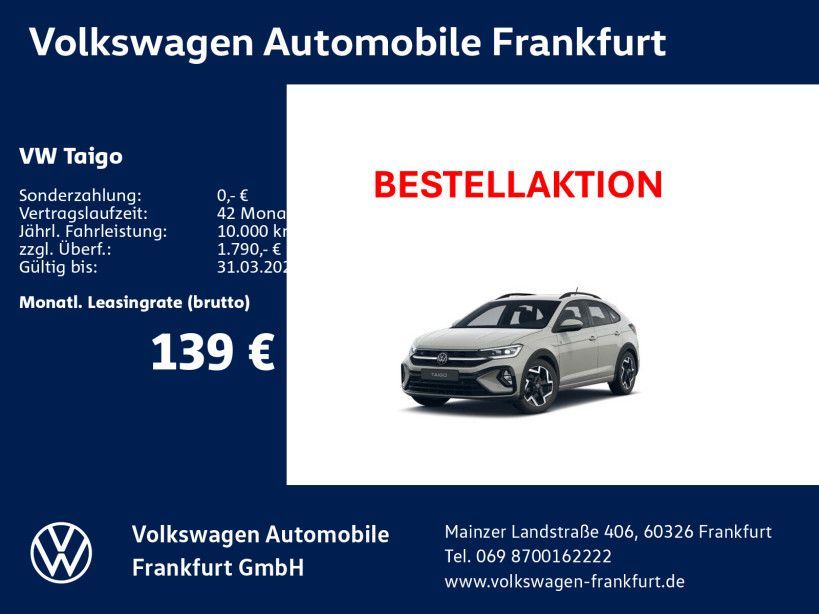 Volkswagen Taigo R-Line 1,0 l TSI OPF 85 kW (116 PS) 6-Gang Leasing