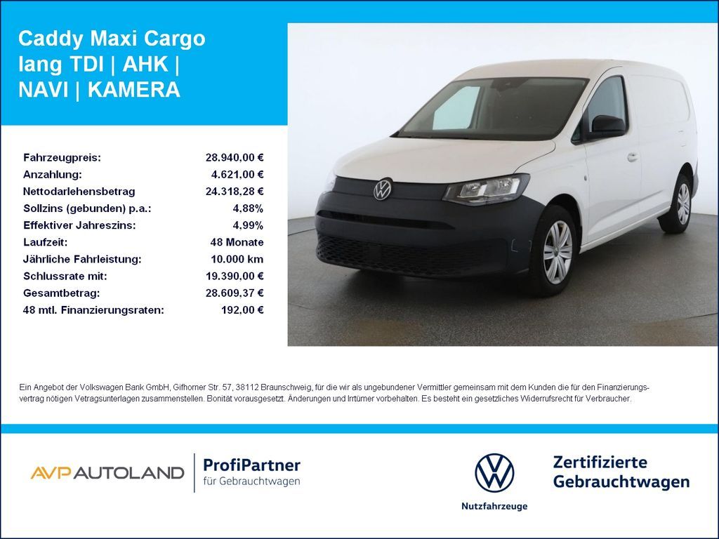 Volkswagen Caddy Maxi Cargo lang TDI | AHK | NAVI | KAMERA Leasing