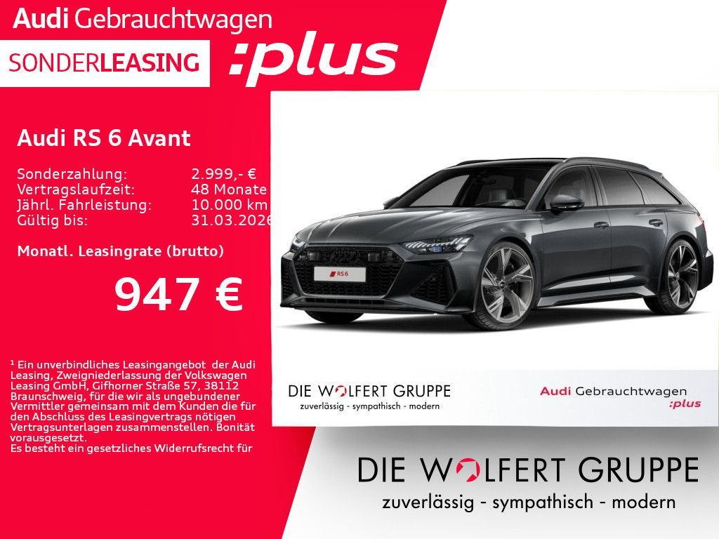 Audi RS 6 Avant quattro RS-SPORTAGA*280KM/H*PANO*360° Leasing