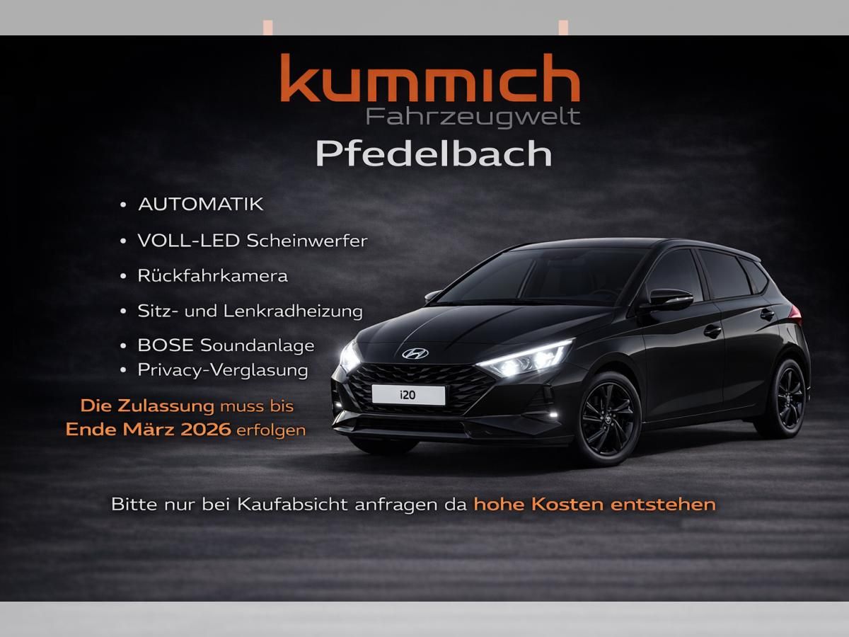 Hyundai i20 𝐁𝐥𝐚𝐜𝐤𝐥𝐢𝐧𝐞 AUTOMATIK POWERLEASING❗Voll-LED💡BOSE🔊RÜCKFAHRKAMERA Leasing