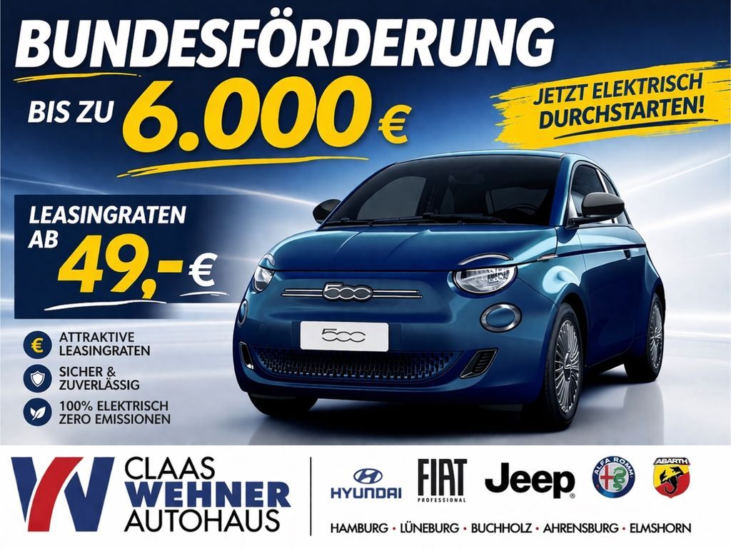 Fiat 500e Icon *Rückfahrkamera *AppleCarPlay *Android Leasing