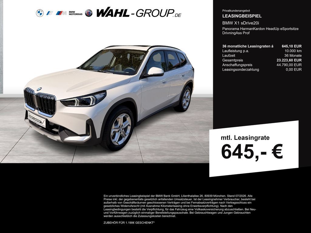 BMW X1 sDrive20i Panorama HarmanKardon HeadUp eSport Leasing