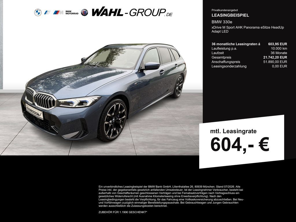 BMW 330e xDrive M Sport AHK Panorama eSitze HeadUp A Leasing