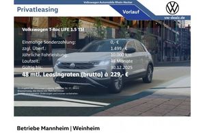 VW T-Roc Life 1.5 l TSI DSG LED Alu Klima DAB Leasing