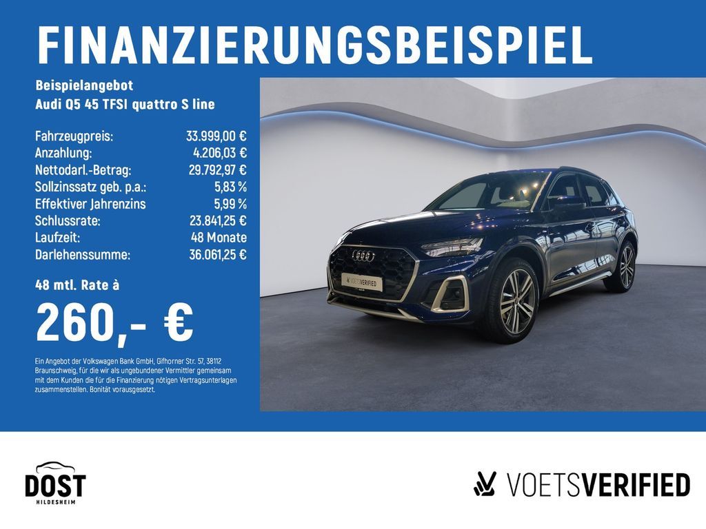 Audi Q5 45 TFSI quattro S line ACC+AHK+B&O+MATRIX LED Leasing