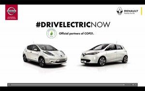 Links ist das Elektroauto Nissan Leaf und rechts der Renault Zoe zu sehen. Bildquelle: Nissan und Renault (via: Twitter.com)