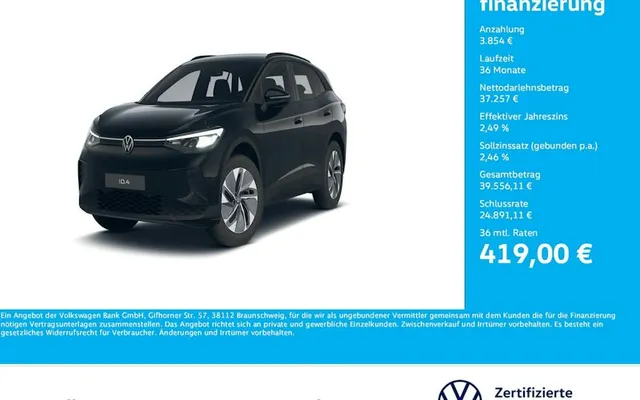 Volkswagen Id4 Pro 77 KWh 210 KW Pro 5dr