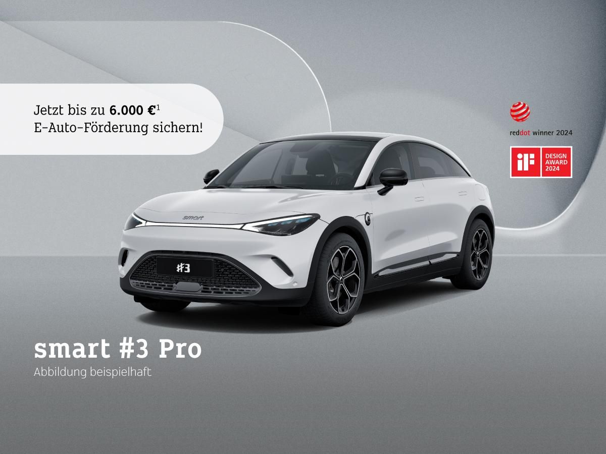 smart #3 Pro⚡inkl. 6.000€ E-Prämie Anzahlung¹❗️(130kW/Pano/Navi/LED/360°/19Zoll/V2L/smart-Pilot) Leasing