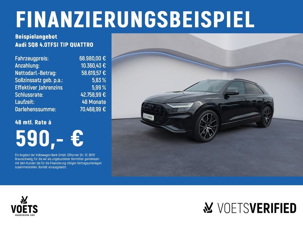 Audi SQ8 4.0TFSI TIP QUATTRO MATRIX+PANO+NAVI+AHK+B&O Leasing