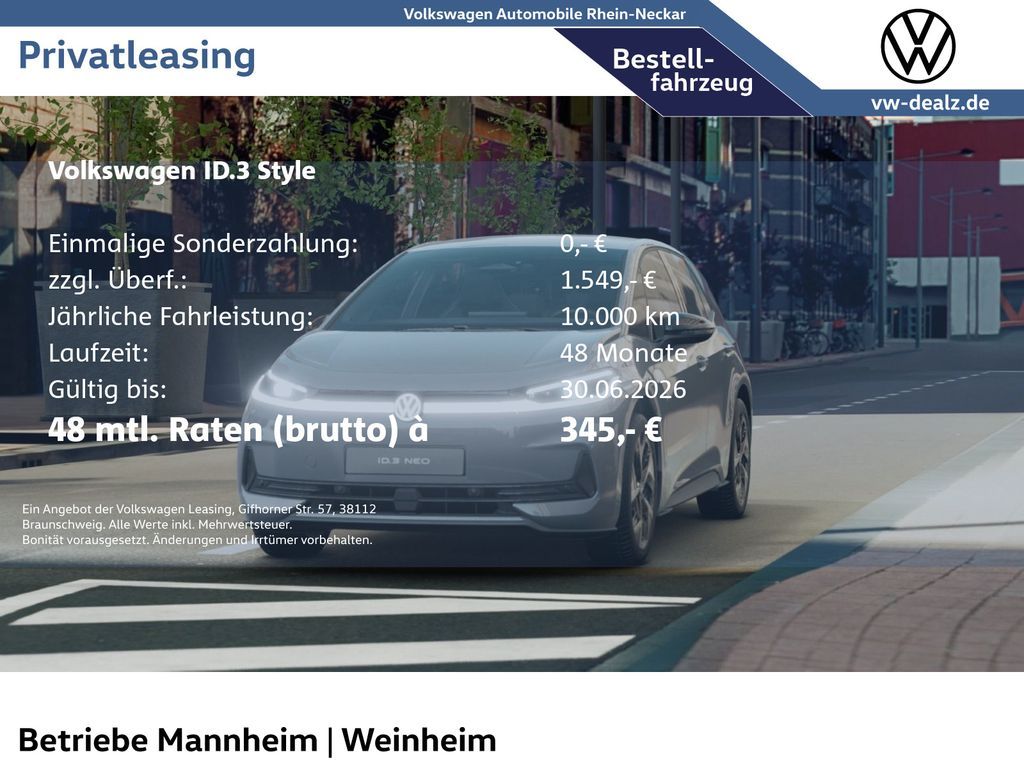 Volkswagen ID.3 NEO Style Klima NAVI ACC PDC DAB LED Kamera Leasing