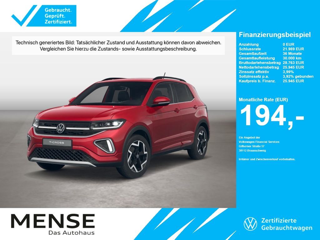 Volkswagen T-Cross 1.0TSI DSG R-Line IQ.Light Matrix ACC Leasing