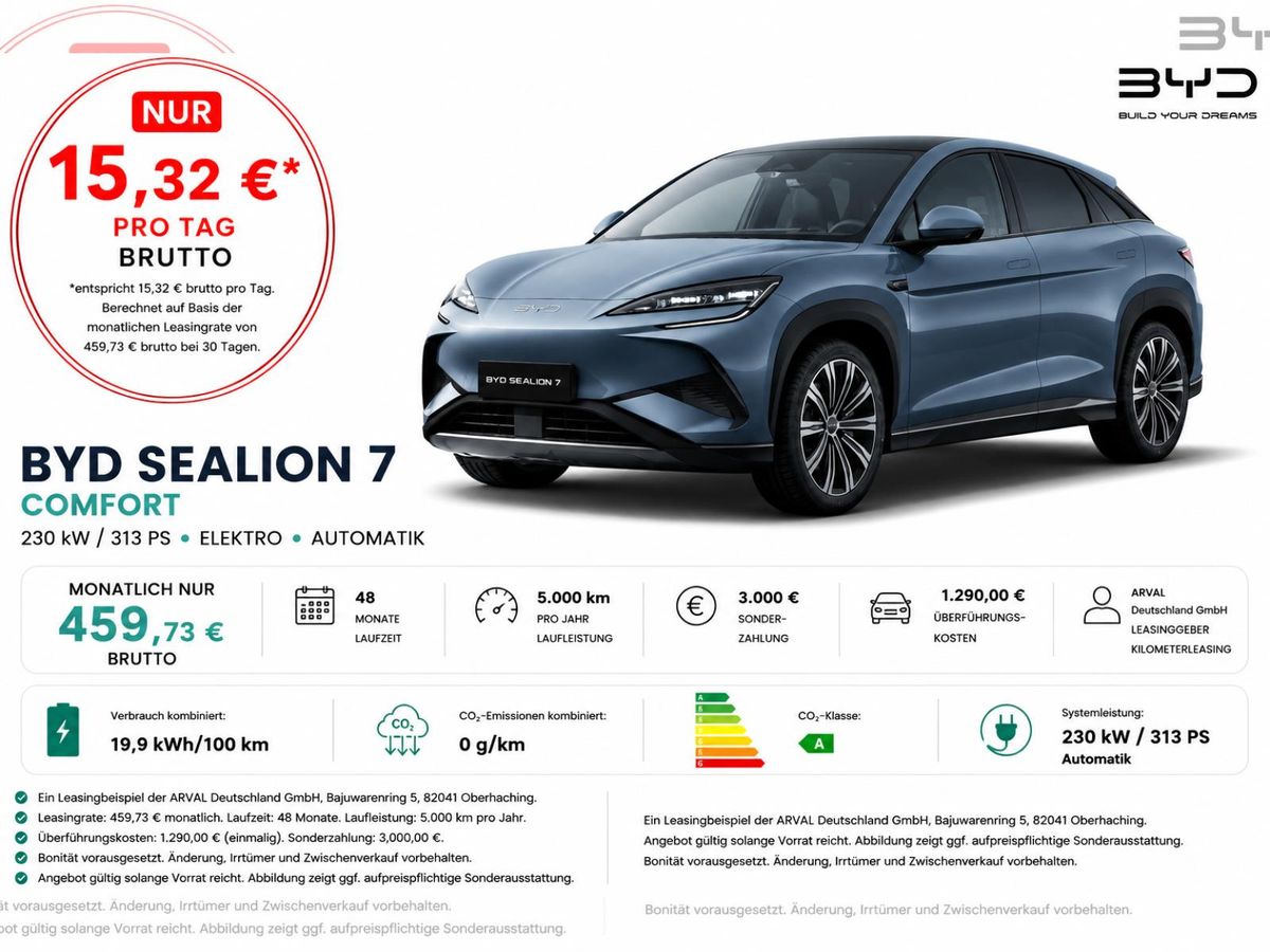 BYD SEALION 7 Comfort⚠️**3.000 Euro Förderung**⚠️ I 360 Kamera I LED I Wärmepumpe Leasing