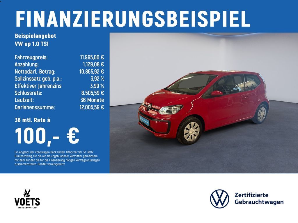 Volkswagen up 1.0 TSI Move KAM+GRA+PDC+KLIMA Leasing