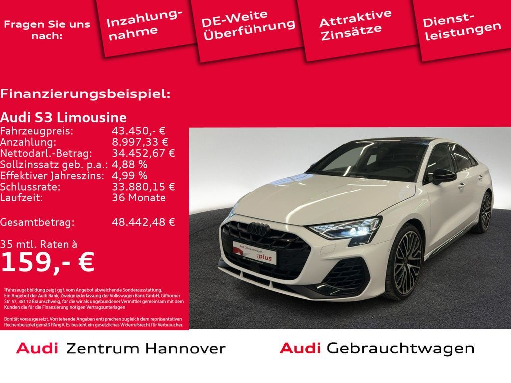 Audi S3 Limousine 2.0 TFSI Pano Kamera Navi DAB Leasing