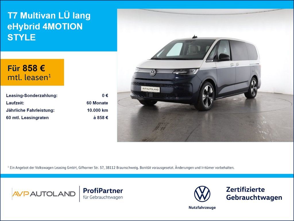 Volkswagen T7 Multivan LÜ lang eHybrid 4MOTION STYLE Leasing