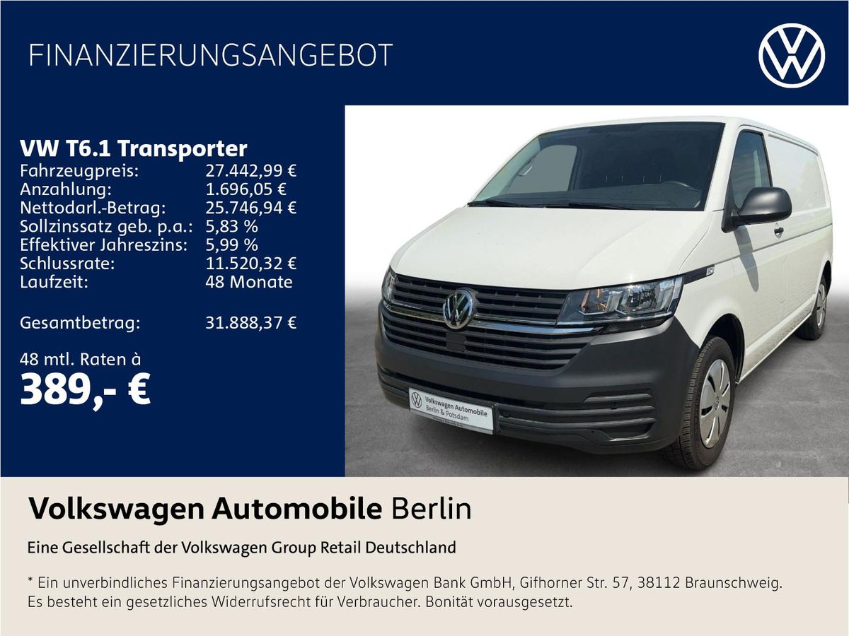 Volkswagen T6.1 Kasten L1H1 2.0 TDI DSG Radio SHZ PDC Leasing