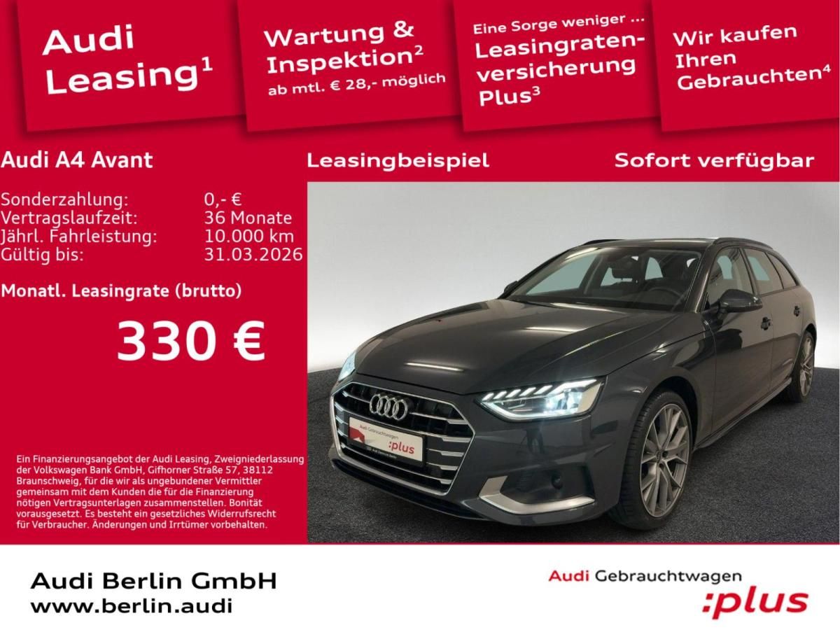 Audi A4 Avant Advanced 30 TDI S tr. AHK LED RFK NAVI Leasing