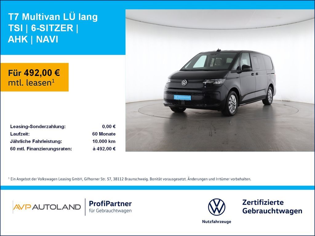 Volkswagen T7 Multivan LÜ lang TSI | 6-SITZER | AHK | NAVI Leasing