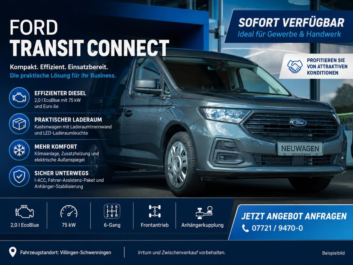 Ford Transit Connect Trend L1 Kasten HECKFLÜGELTÜREN | ANHÄNGERKUPPLUNG | GANZJAHRESREIFEN Leasing