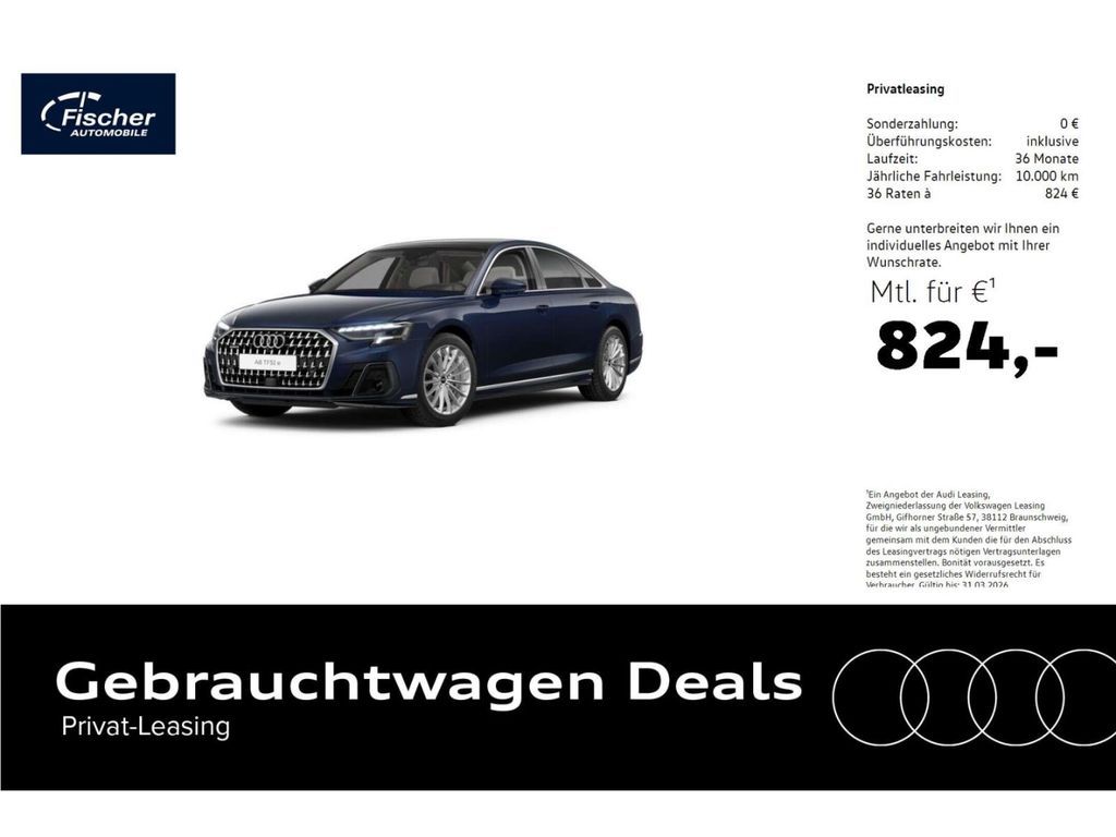 Audi A8 60 TFSI e quattro P-Dach/19''/360/HUD/B&O Leasing