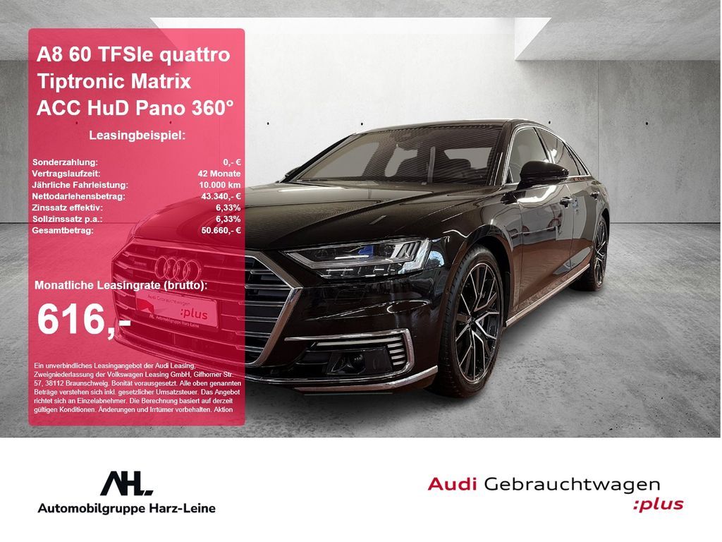 Audi A8 60 TFSIe quattro Tiptronic Matrix ACC HuD Pan Leasing