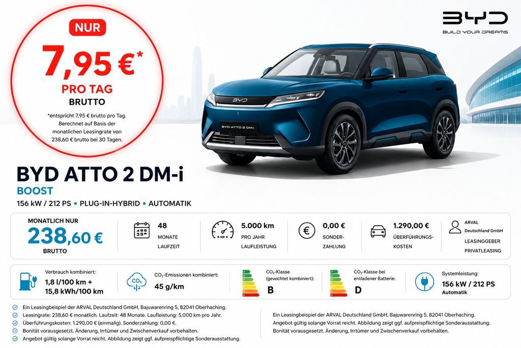 BYD ATTO 2 DM-i Boost | 360 Kamera I Lenkradheizung Leasing