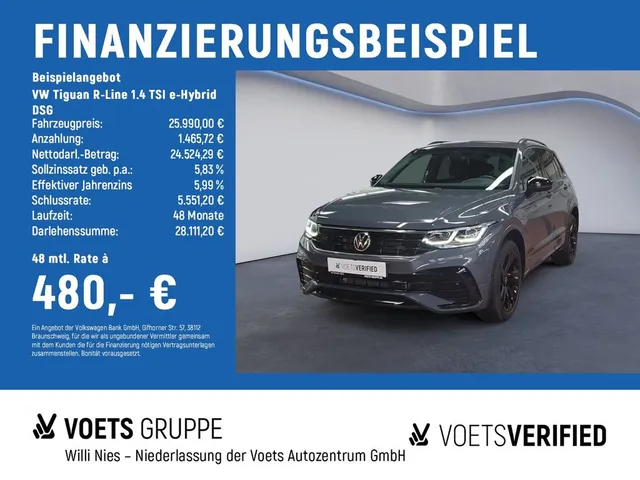 Volkswagen Tiguan R-Line 1.4 TSI e-Hybrid DSG MATRIX-LED+Re