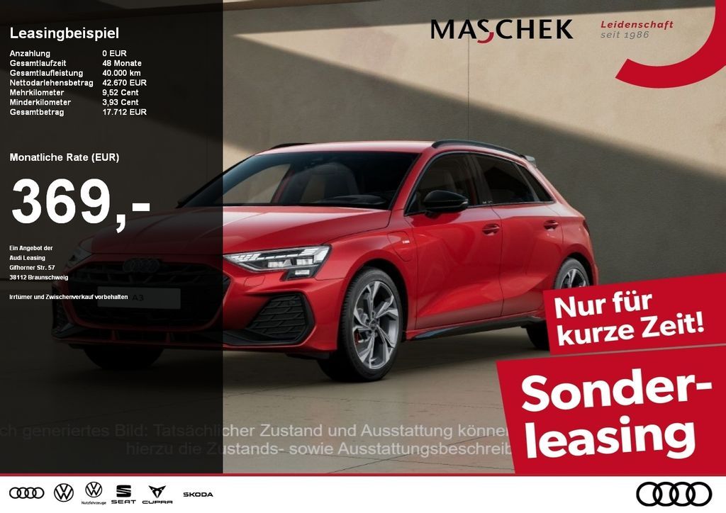 Audi A3 Sportback 45 TFSI e S line UPE65 Carbon AHK 2 Leasing