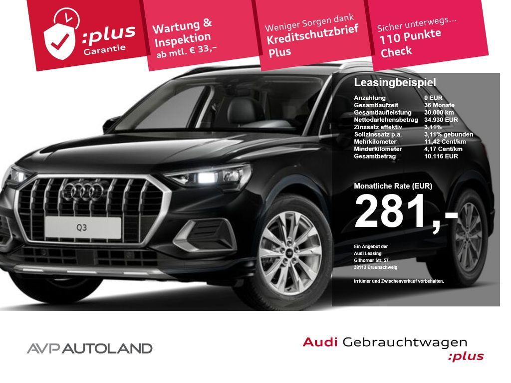Audi Q3 35 TFSI S tronic | MMI NAVI | AHK 8fach berei Leasing