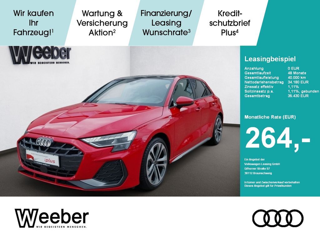 Audi A3 Sportback S line *5J GAR*SONOS*AHK*PANO*KAMER Leasing