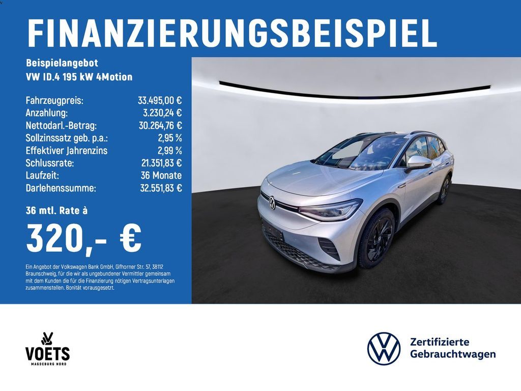 Volkswagen ID.4  195 kW 4Motion Pro IQ-LIGHT+PANO+AHK+ACC Leasing