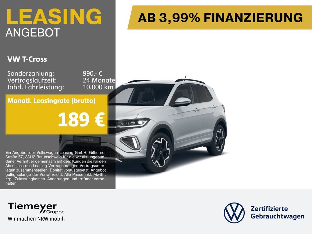 Volkswagen T-Cross 1.5 TSI DSG R-LINE MATRIX AHK NAVI KAMER Leasing