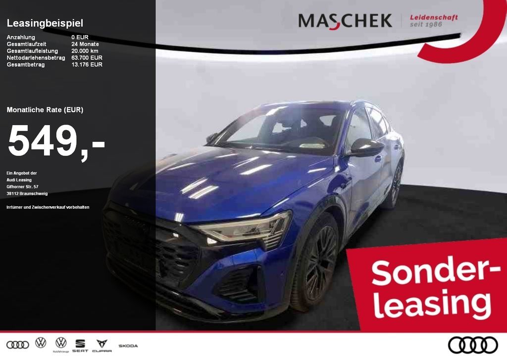 Audi Q8 e-tron Sportback S Line 55 quat Pano HuD b&O Leasing