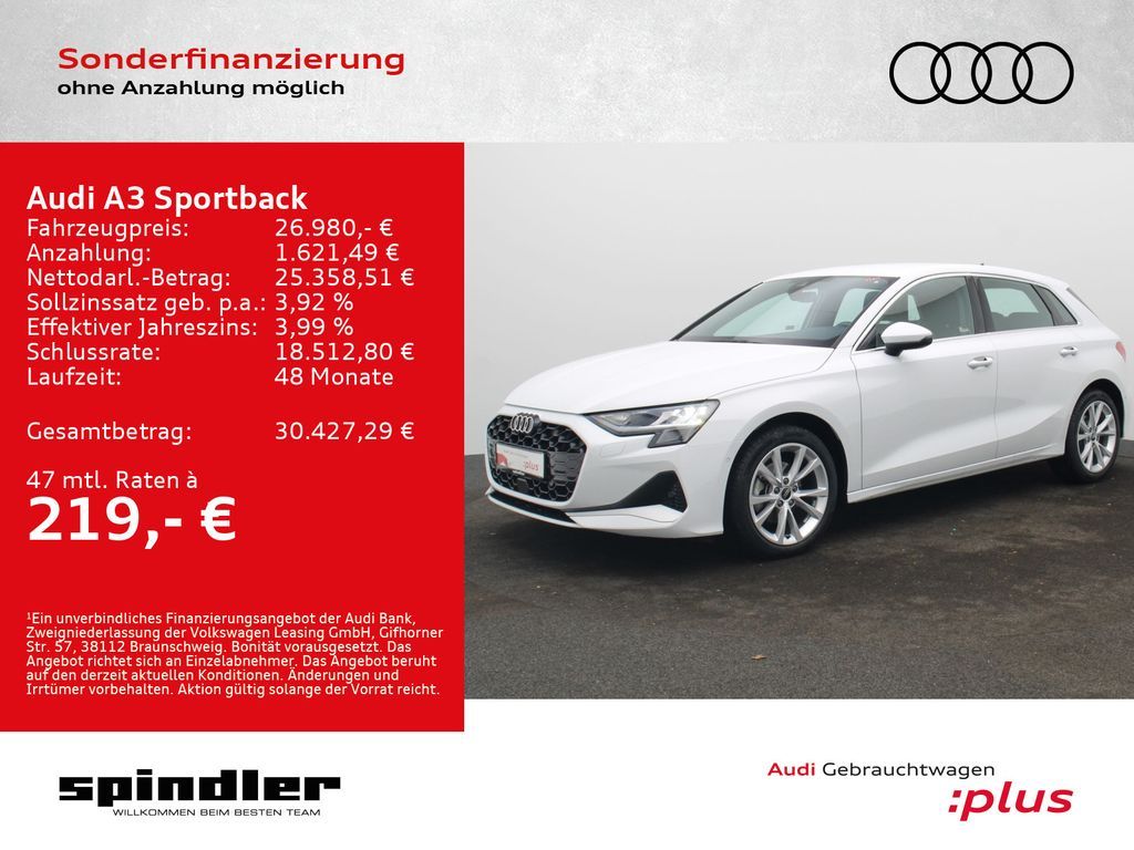 Audi A3 Sportback advanced 35TDI S-tronic / Navi, RFK Leasing