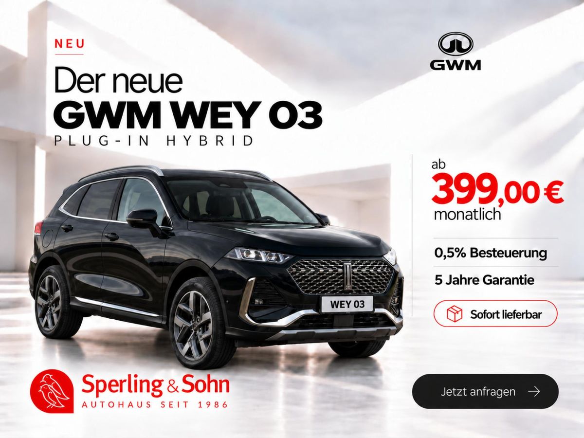 GWM WEY 03 Plug-In Hybrid LUXURY mit Massage- und Winterpaket ❗ ✔️SOFORT LIEFERBAR❗ ✔️ 0,5%-Besteuerung Leasing