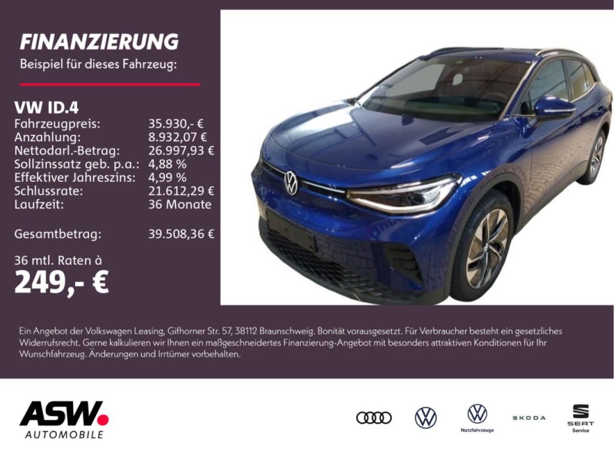 Volkswagen ID.4 Pure LED NAVI AHK RFK ACC WÄRMEPUMPE SHZ / 0,25% Versteuerung Leasing