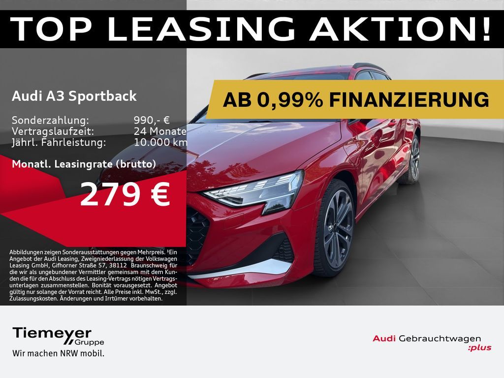 Audi A3 Sportback 40 TFSIe S LINE SONOS LED LM18 HuD Leasing